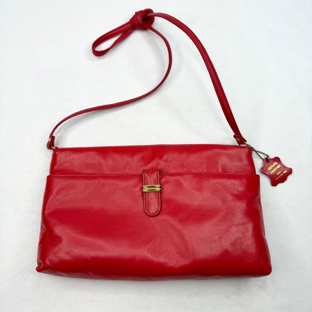 Vintage Red Leather Crossbody Bag